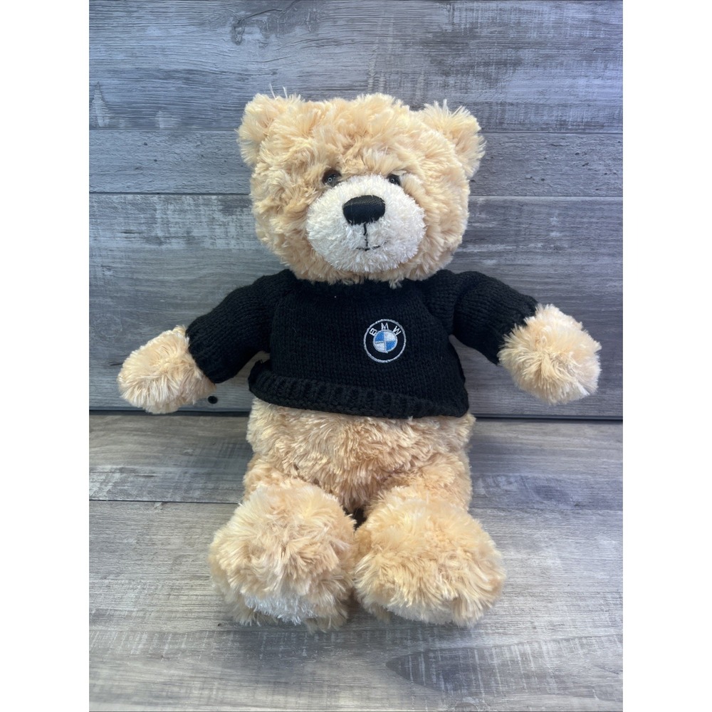 BMW Honey Bear Plush by Gund Teddy Stuffed Animal Black Knit Logo Sweater